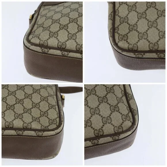 GUCCI GG Supreme Web Sherry Line Shoulder Bag PVC Beige Red Auth - Picture 15 of 15